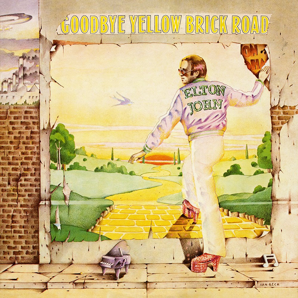 The album cover for Elton John's Goodbye Yellow Brick Road