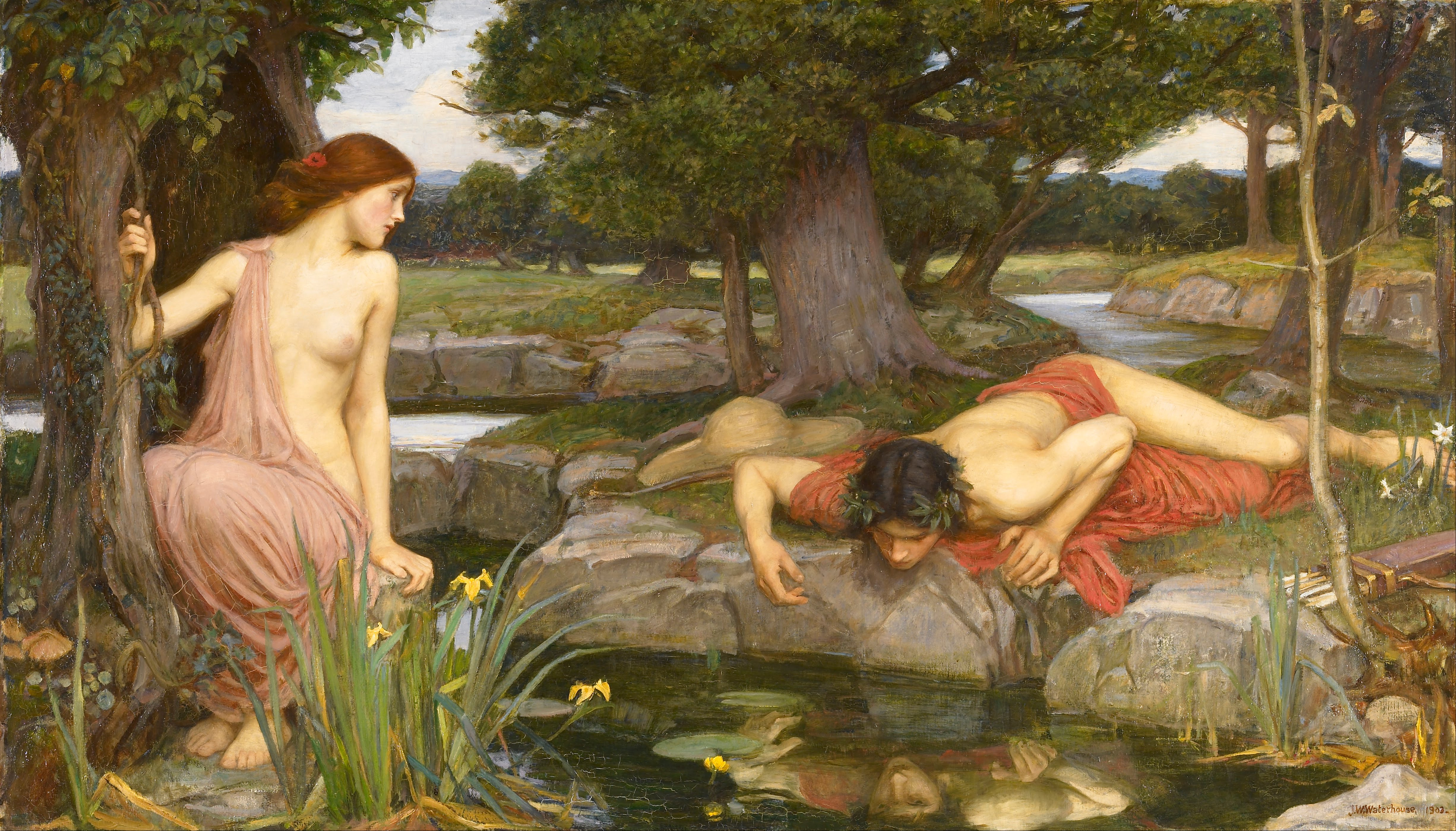 A painting of Echo and Narcissus