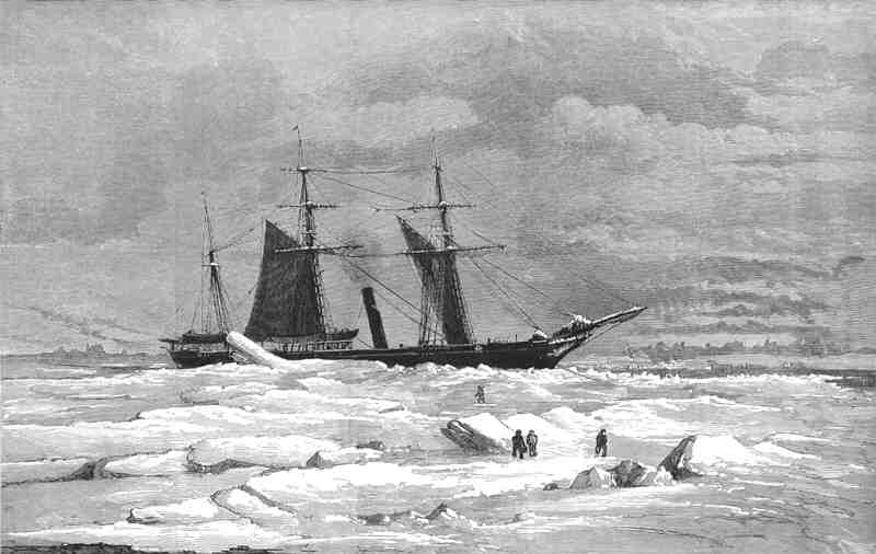 A painting of a ship in the ice