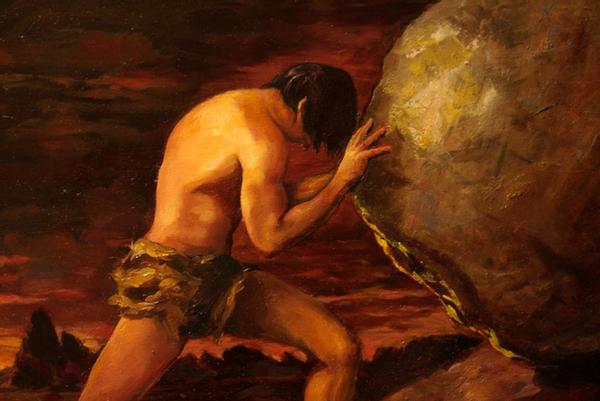 A painting of Sisyphus from DeviantArt